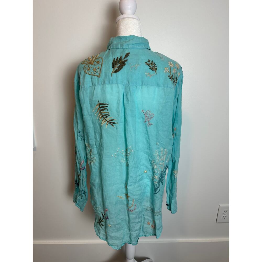 Johnny Was Embroidered Long Sleeve Button Down Shirt - Picture 5 of 13
